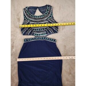 Dave & Johnny Beaded Dress Cut outs Navy Blue Size 0/0